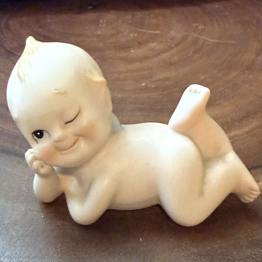 Vintage Kewpie Baby Doll Porcelain Figurine Naked Laying Down 2" T⬇️3” L